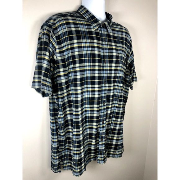 Patagonia Men's Short Sleeve Button Down Shirt Size XL Organic Cotton Blue Plaid - Picture 2 of 15
